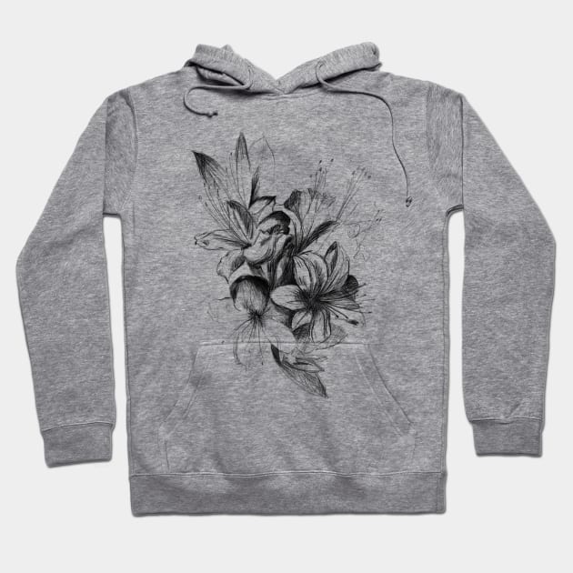 Hand drawn black and white orchid flowers Hoodie by Arch4Design